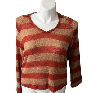Umgee Striped Scoop Neck Long Sleeve Sweater Women's‎ Size Medium